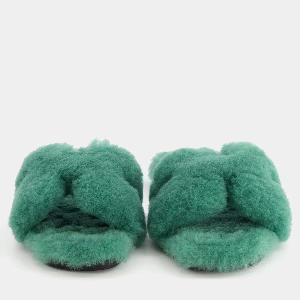 Hermes Hermes Vert Anglais Shearling Oran Sandals Size EU 37.5 3