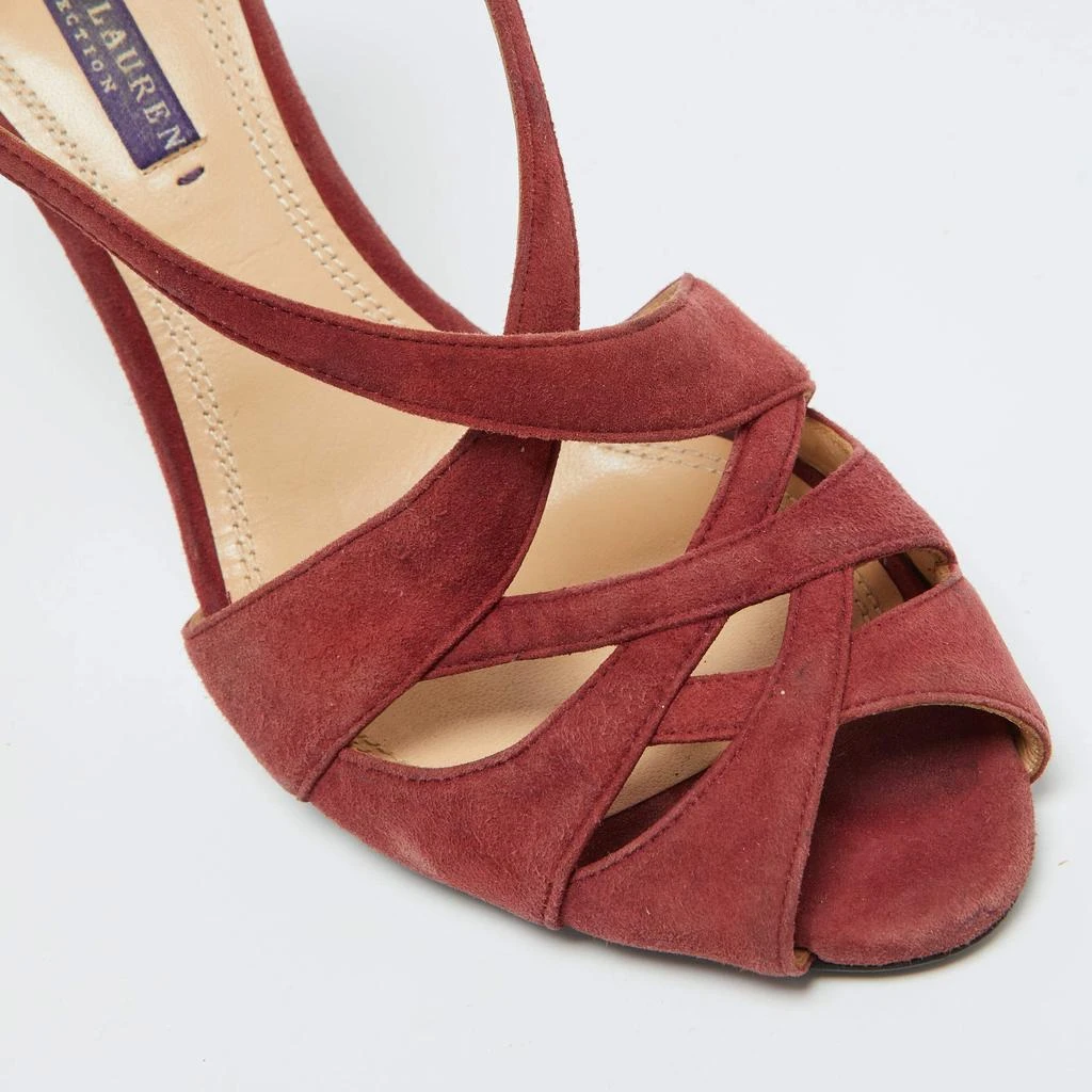 Ralph Lauren Ralph Lauren Rust Red Suede Arianna Peep Toe Sandals Size 39 8