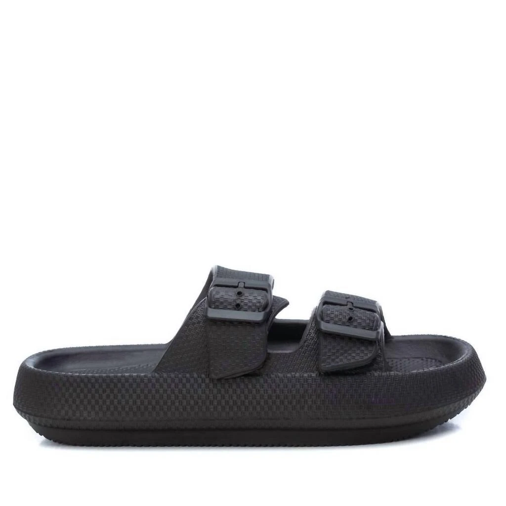 Xti Men's Double Buckle Slides In Black 1