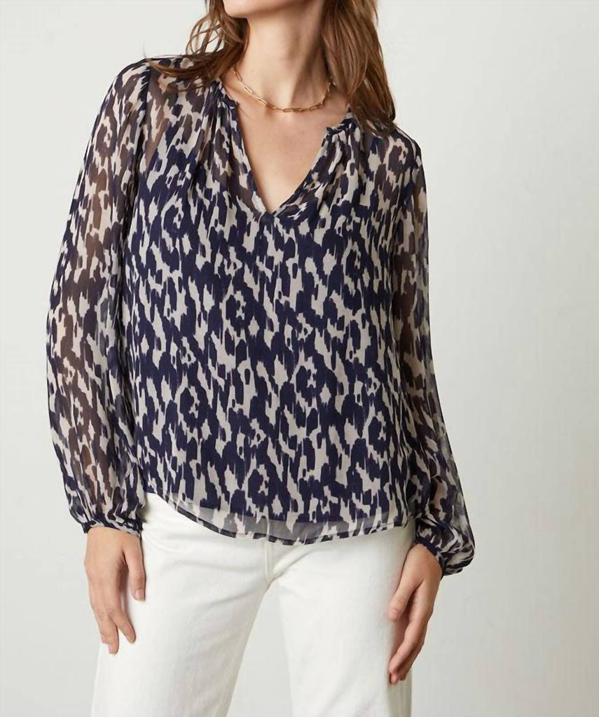 Velvet by Graham & Spencer Printed Chiffon Blouse In Calico