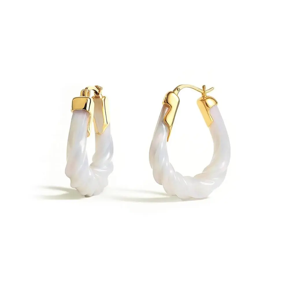 Gold & Honey Gold & Honey - Women's Rope Twist Oval Lucite Birthstone Hoop Earrings