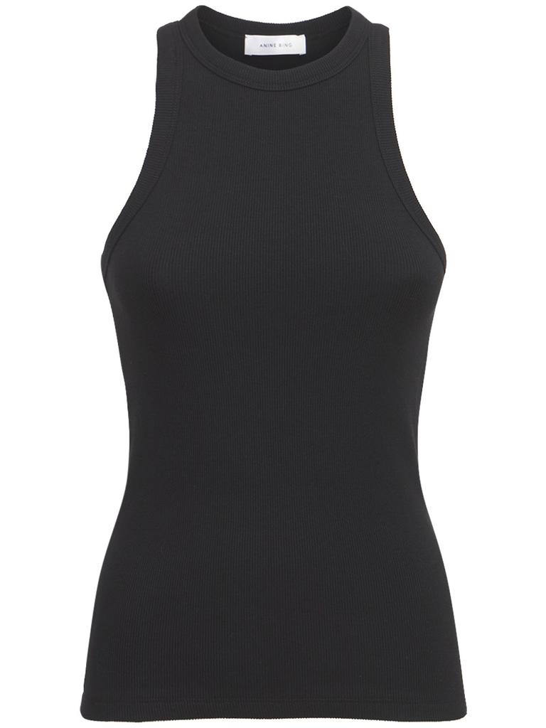 ANINE BING Eva Ribbed Cotton Jersey Tank Top