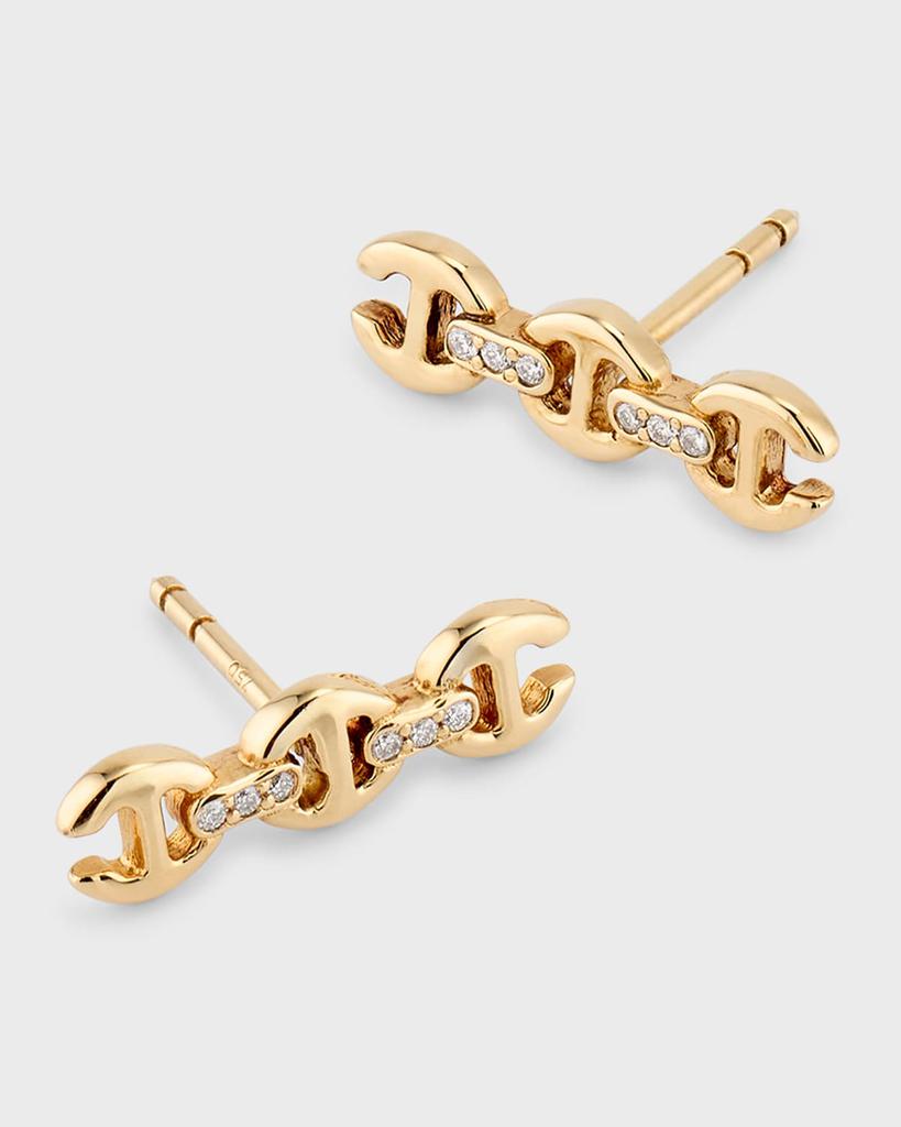 Hoorsenbuhs 18K Yellow Gold 3mm Toggle Stud Earrings with Diamond Bridges
