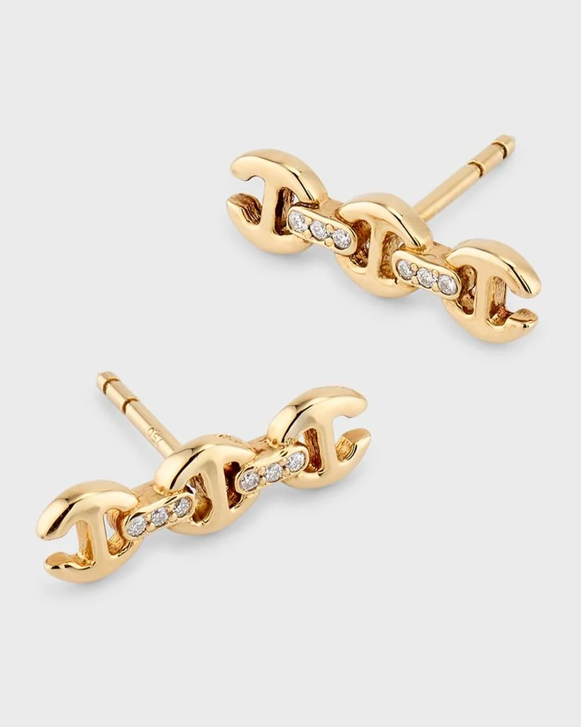 Hoorsenbuhs 18K Yellow Gold 3mm Toggle Stud Earrings with Diamond Bridges 2