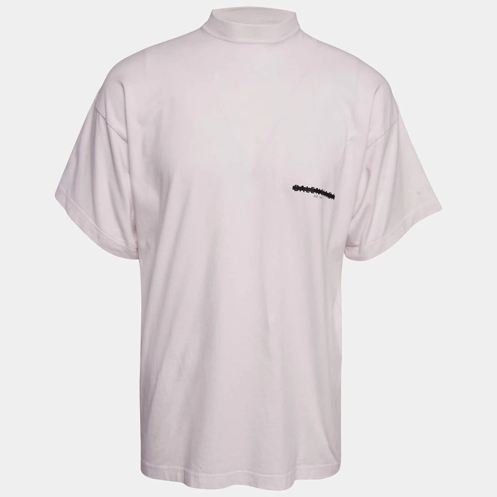 Balenciaga Balenciaga Light Pink Logo Strike-Out Print Cotton Jersey T-shirt L 1