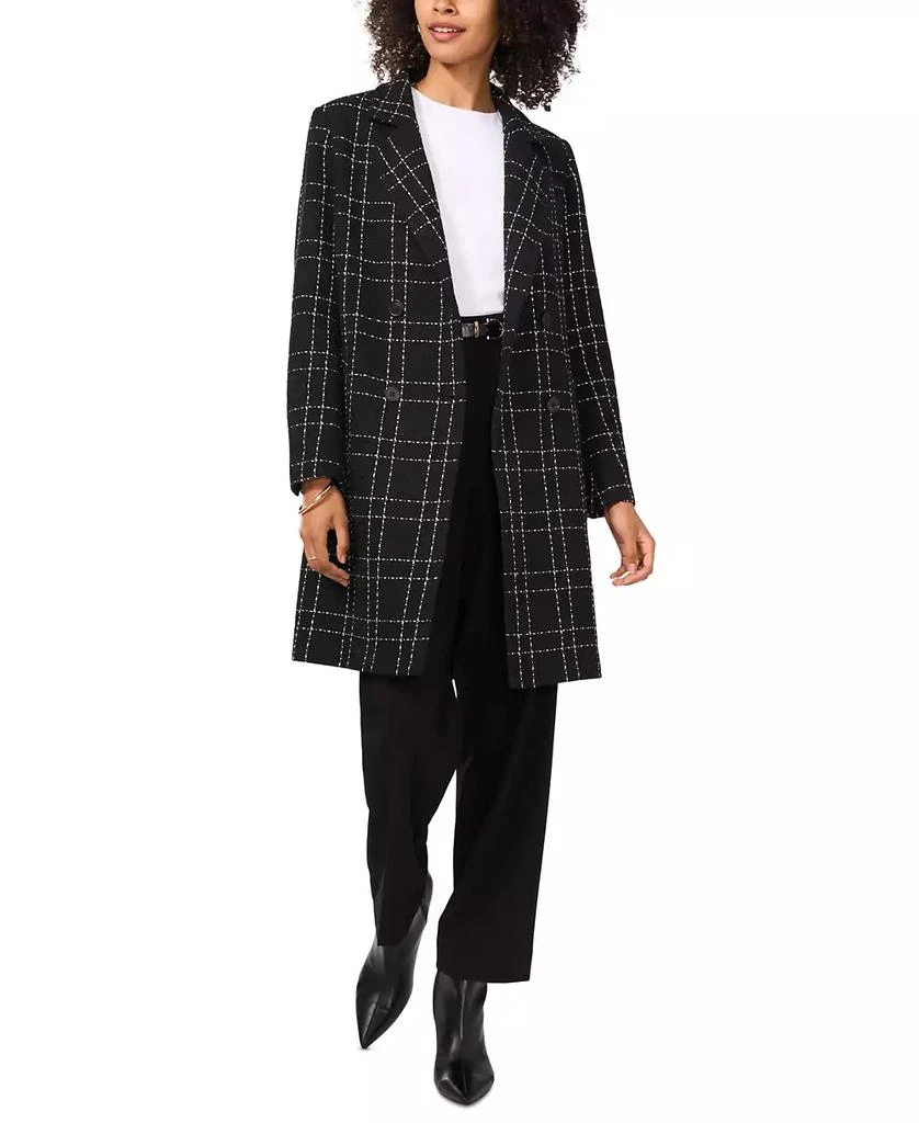 Vince Camuto Women's Windowpane-Plaid Long Jacket 1