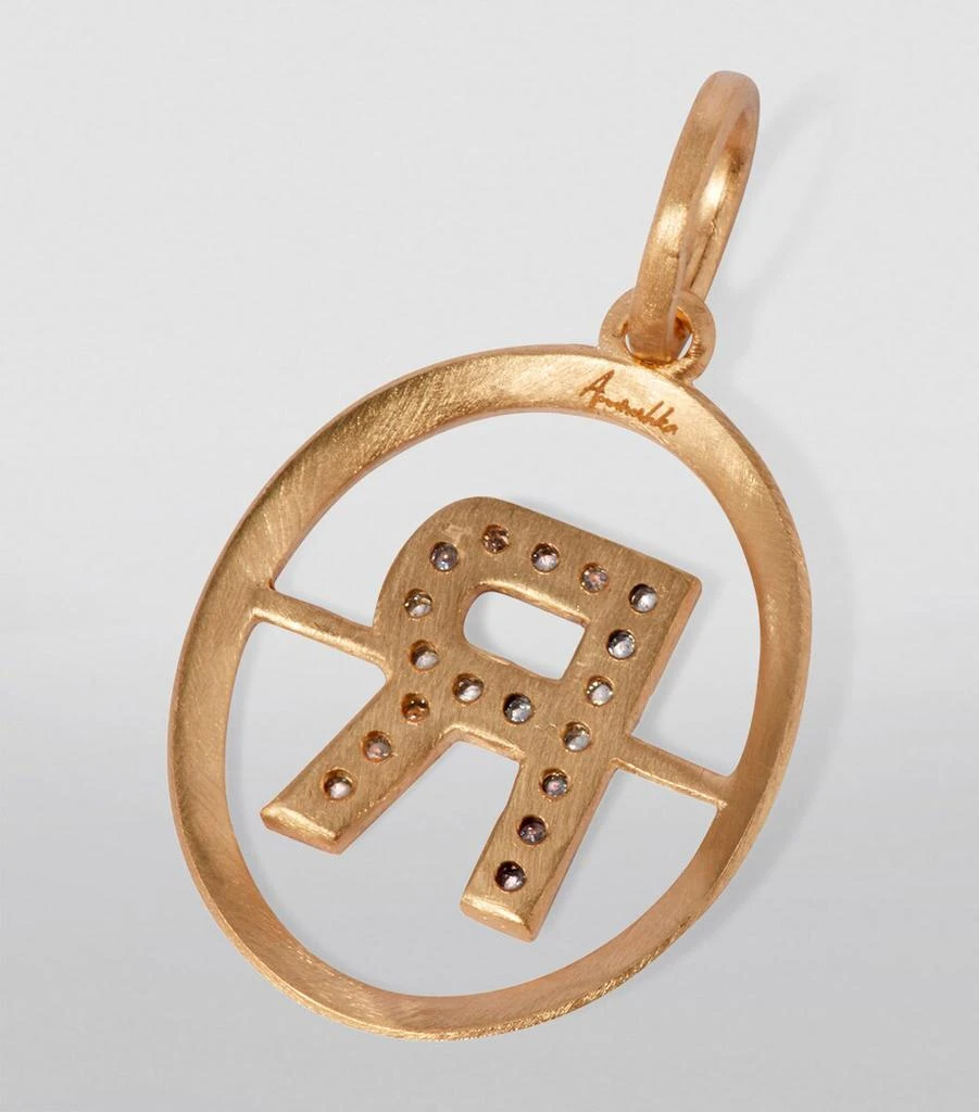 Annoushka Yellow Gold and Diamond Initial R Pendant 2