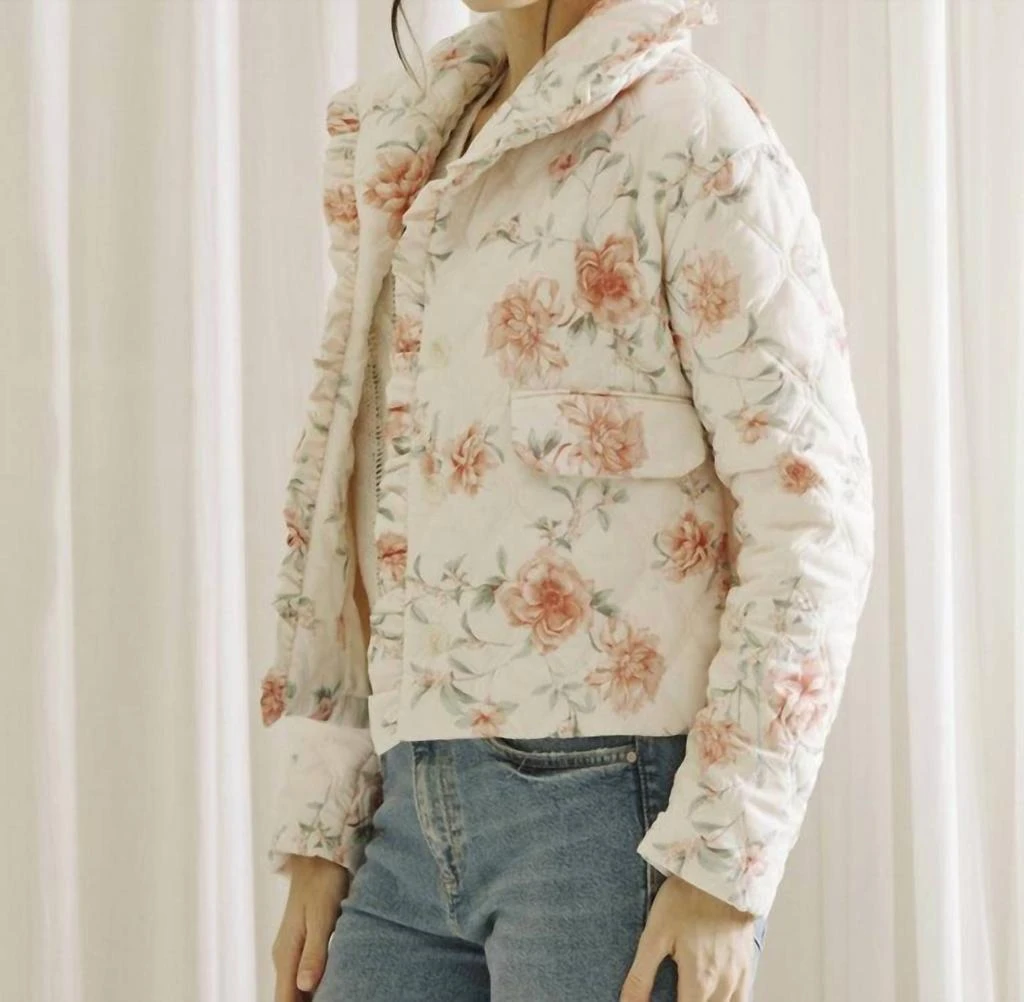 STORIA Storia - Addie Pastel Rose Print Quilted Puffer Jacket 2