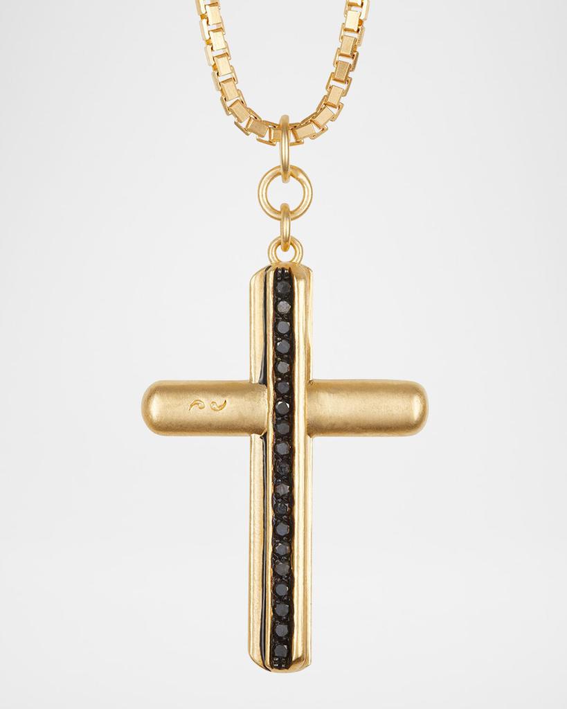 Marco Dal Maso Men's Acies 18K Gold Vermeil Black Diamond Cross Pendant Necklace