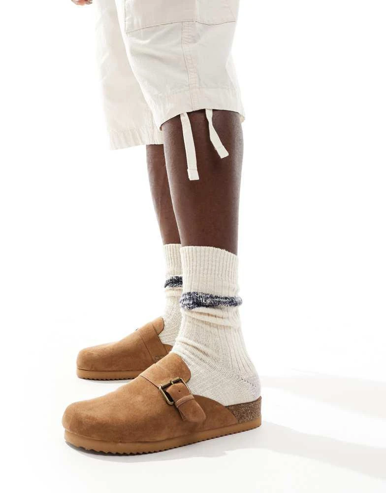 Bershka Bershka clog with buckle in brown 4