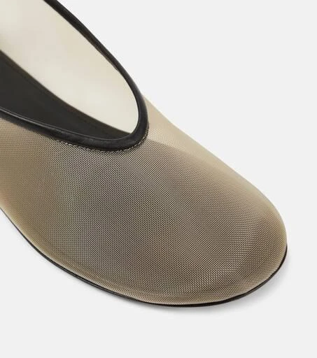 Khaite Marcy leather-trimmed mesh ballet flats 6