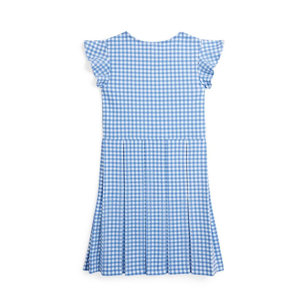 Polo Ralph Lauren Big Girls Gingham Ruffled Ponte Fit and Flare Dress