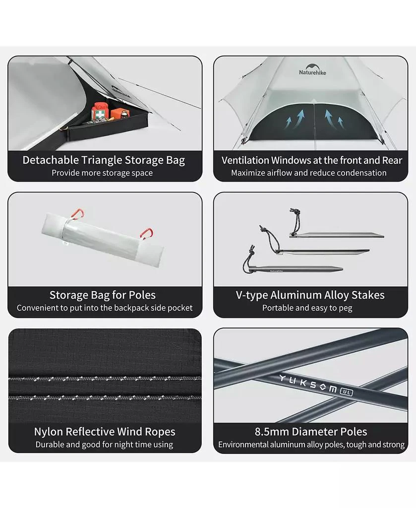 Naturehike Star River UL 2 Person Backpacking Tent, Double Layer Waterproof Two Person Tent, Lightweight Backpacking Cycling 2 Person Tent 7