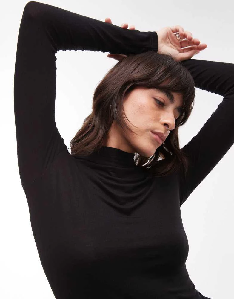 Mango Mango high neck second skin top in black 1