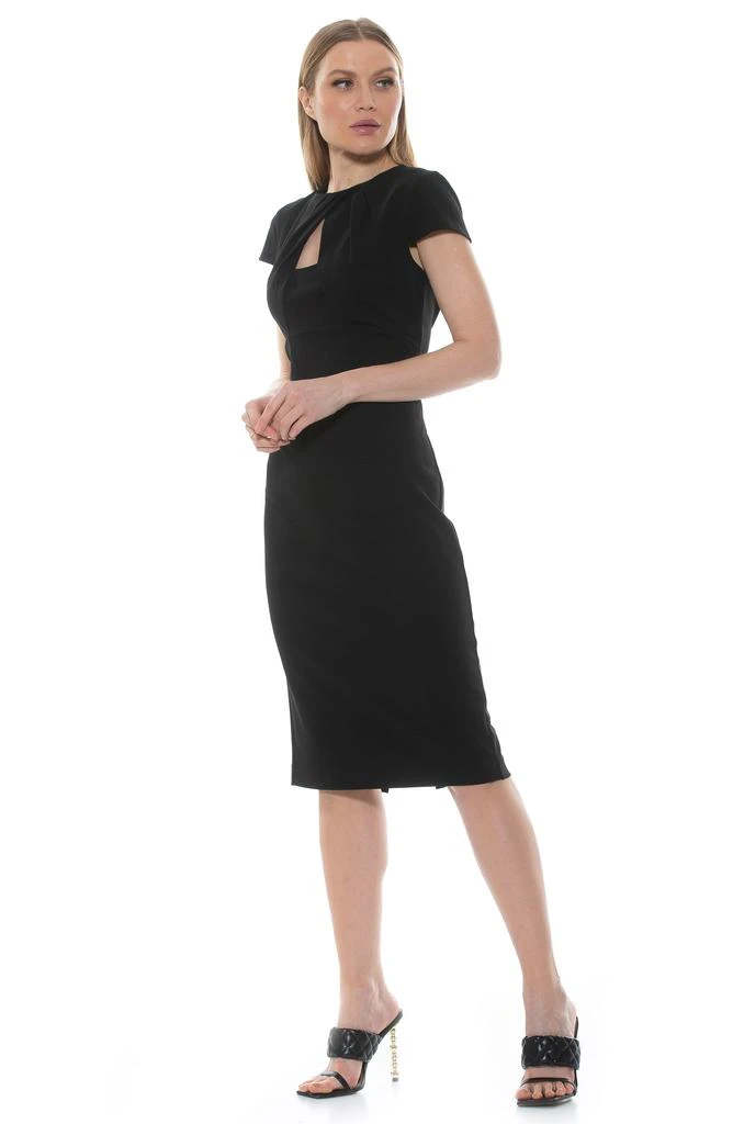 ALEXIA ADMOR Janine Crewneck Draped Midi Sheath Dress 5