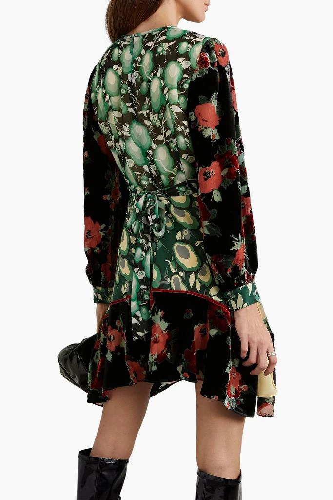 Rixo Edith floral-print silk crepe de chine and devoré-velvet mini dress 3