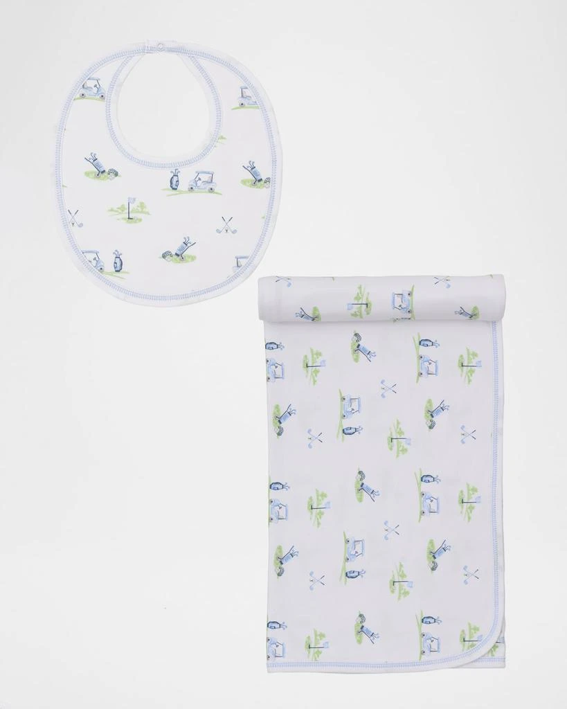 Kissy Kissy Boy's Fairway Foursome Blanket and Bib Set 1