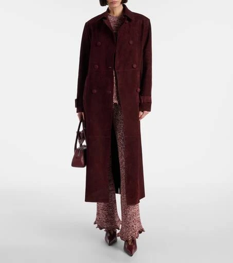 Nour Hammour Tate suede trench coat 2
