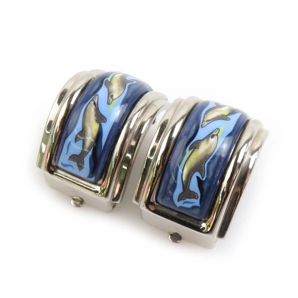 Hermes blue  Enamel Metal Clip Earrings (Pre-Owned)