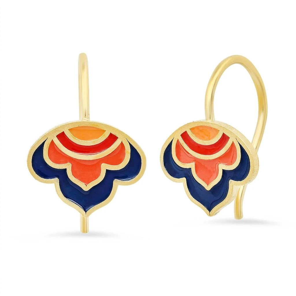 Jessica Elliot Women
s Enameled Lotus Ear Wire Earrings In Vermeil/reds