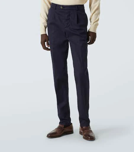Brunello Cucinelli Cotton-blend gabardine slim pants 3