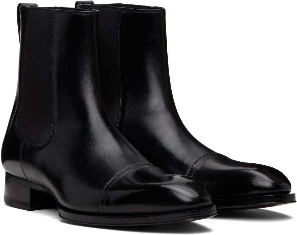 Tom Ford Black Burnished Leather Edgar Chelsea Boots 4