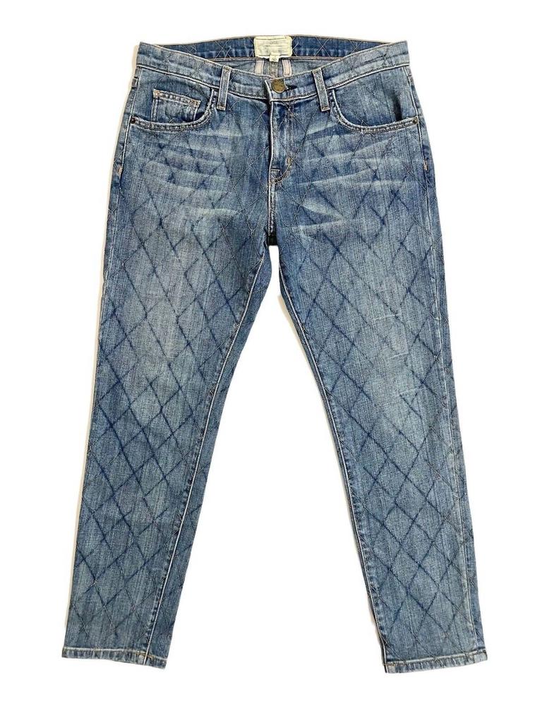 Current Elliott Women's The Fling Quilted Ankle Relaxed Skinny Jean In Blue