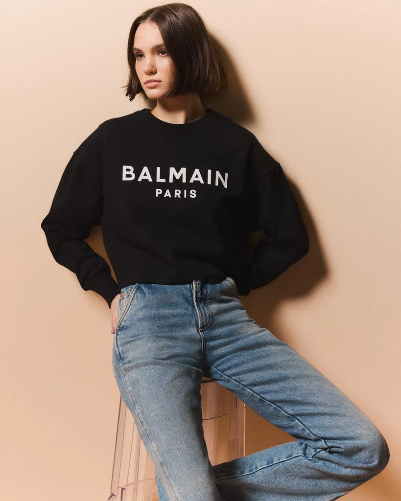 Balmain Logo Bulky Crop Sweatshirt 2