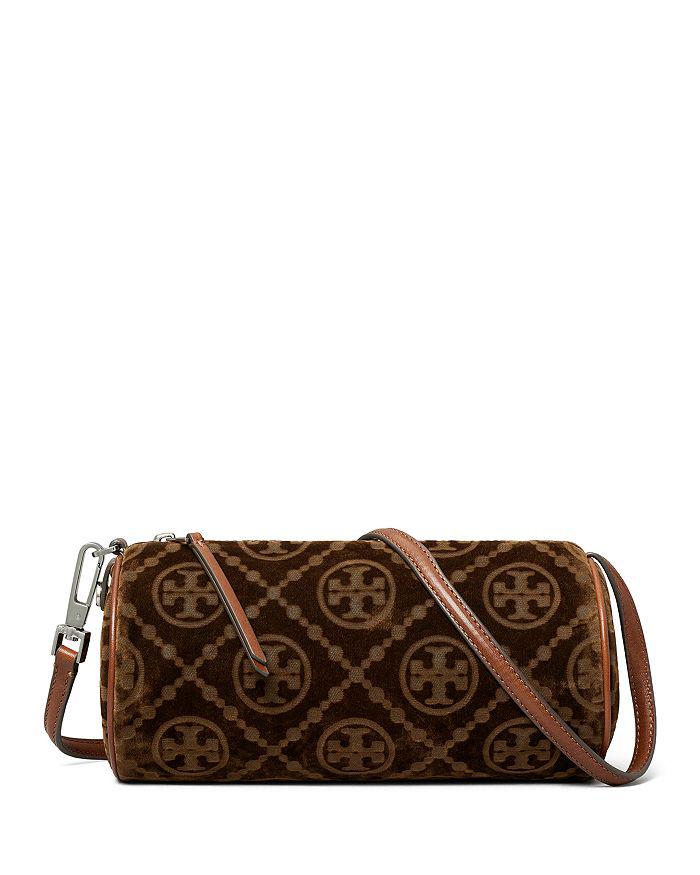 Tory Burch T Monogram Flocked Cylinder Bag