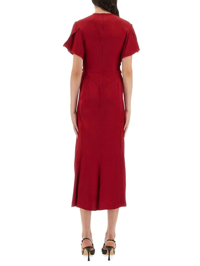 Victoria Beckham Victoria Beckham V-Neck Gathered-Detail Midi Dress 2