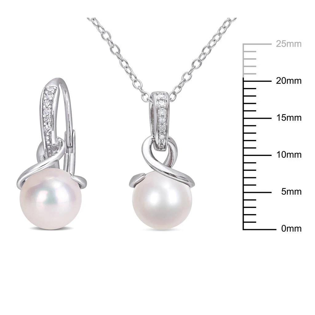 Mimi & Max Cultured Freshwater Pearl 1/10ct TDW Diamond Jewelry Set Sterling Silver 3