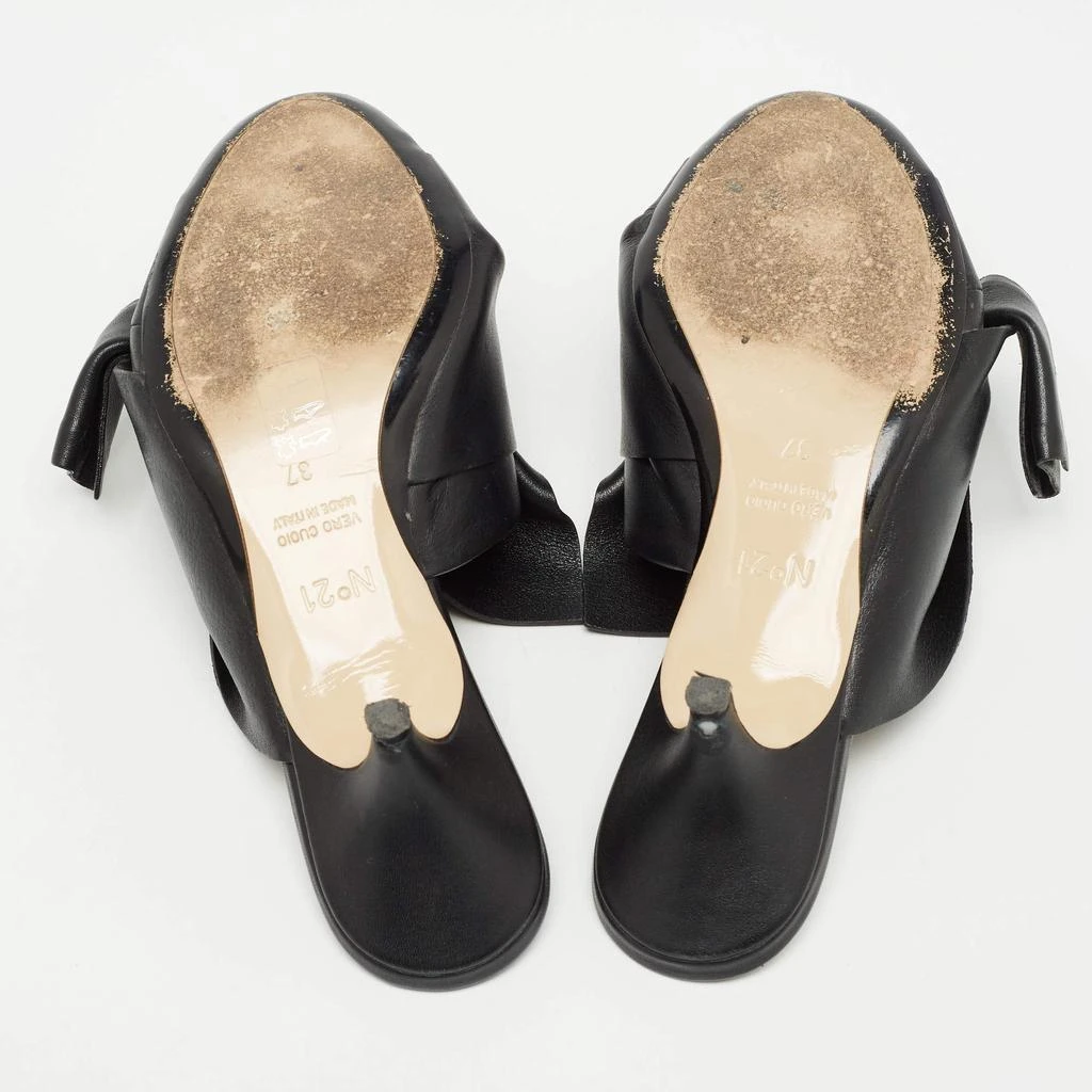N°21 N21 Black Leather Knot Slide Sandals Size 37 6