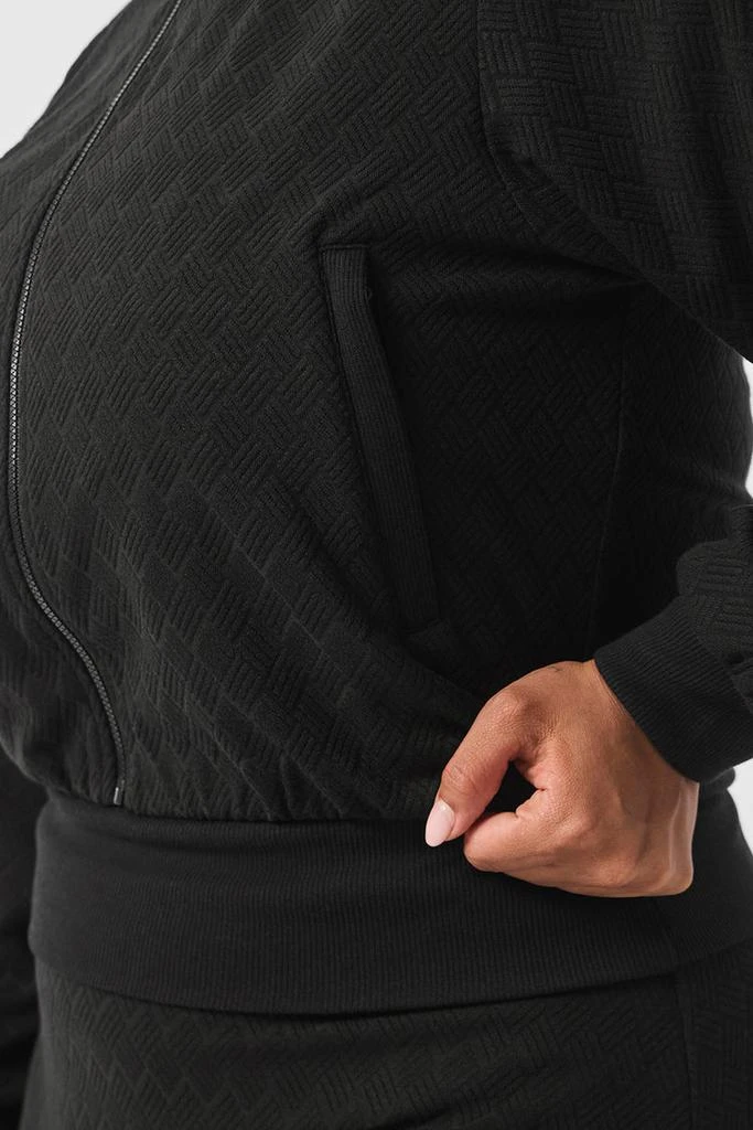 Alo Cropped Doubles Only Full Zip Jacket - Black 9