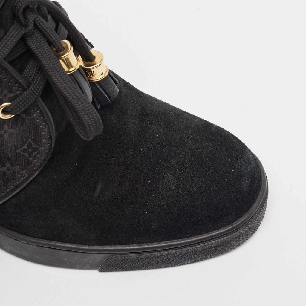 Louis Vuitton Louis Vuitton Black Monogram Suede and Leather Wedge Sneakers Size 39.5 8