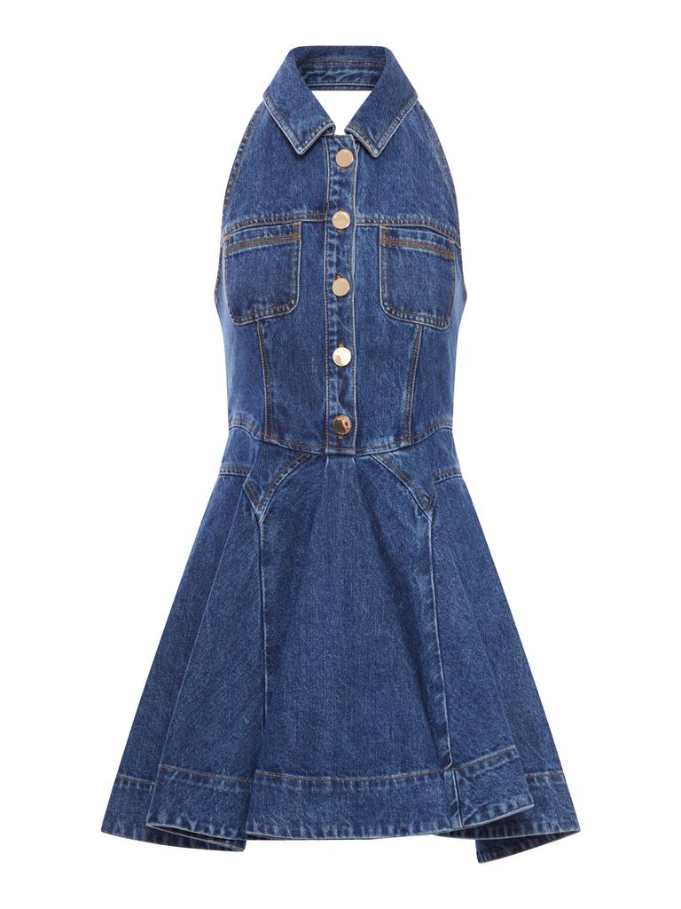 ワンピース Self Portrait FLARED MINI DRESS Floral Print Linen Mini Dress – self-portrait-US