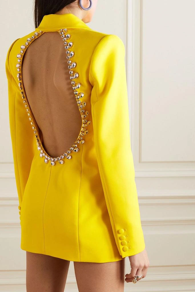 AREA Cutout crystal-embellished wool-blend mini dress 3