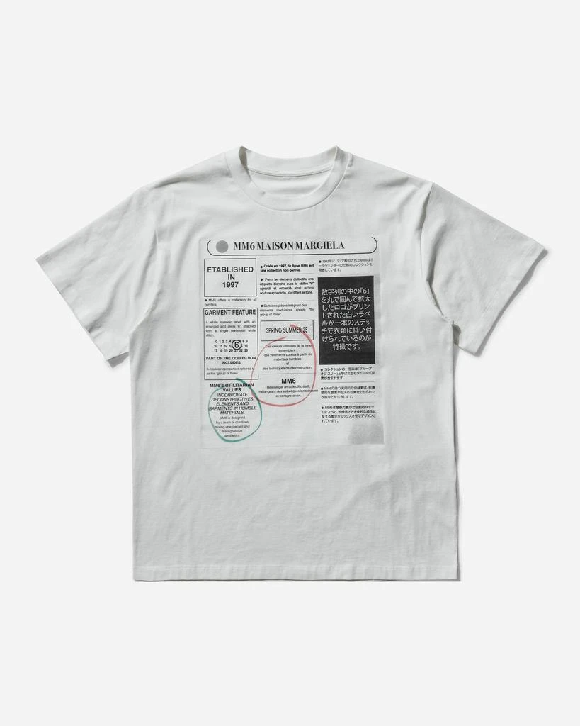 MM6 Women's Newspaper Print T-Shirt Off White 1