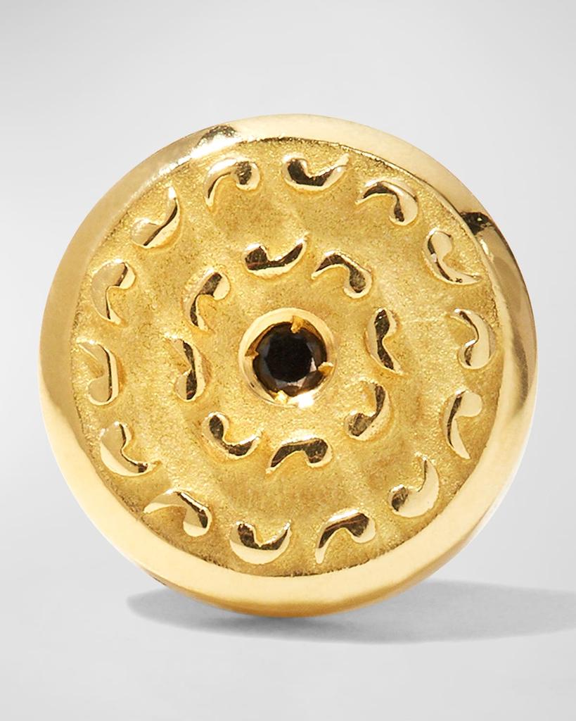 Marco Dal Maso Yellow Gold Icon Stud Mono Earring with Single Black Diamond, Single
