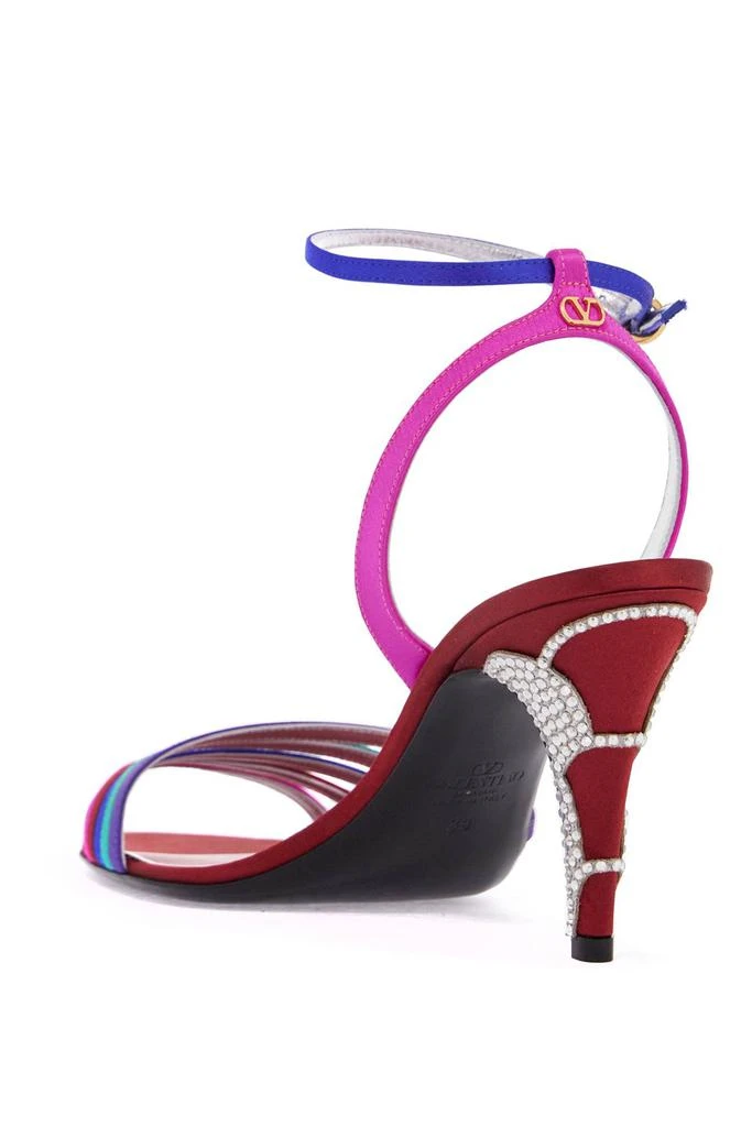 Valentino multicolor high heel sandals with strass in calfskin and red sole 3