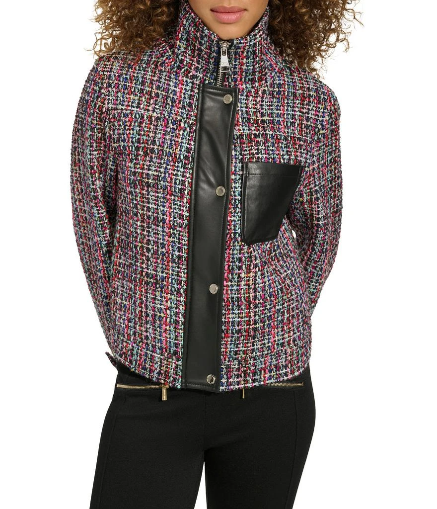 Karl Lagerfeld Paris TWEED AND FAUX LEATHER FRONT ZIP 3