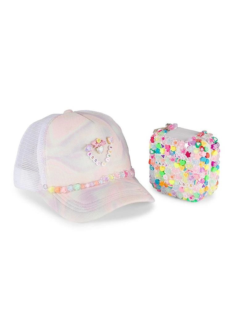 Bari Lynn White Pearl & Rhinestone Women’s Hat O/S Versona | bride pearl chain trucker hat main image 2