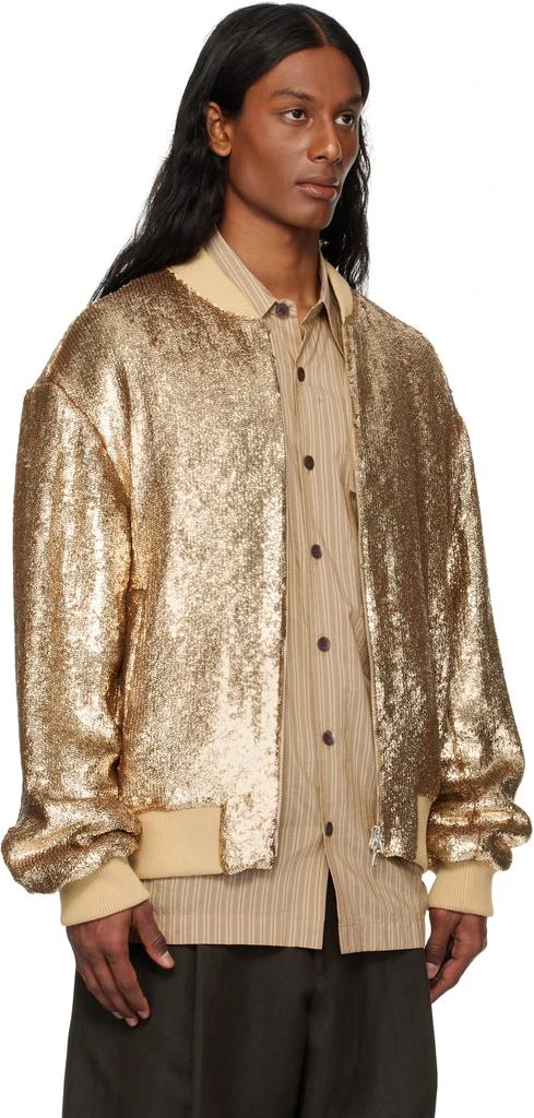 Dries Van Noten Gold Sequinned Bomber Jacket 2