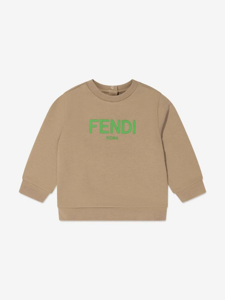 Fendi Kids Fendi Baby Logo Sweatshirt in Beige 1