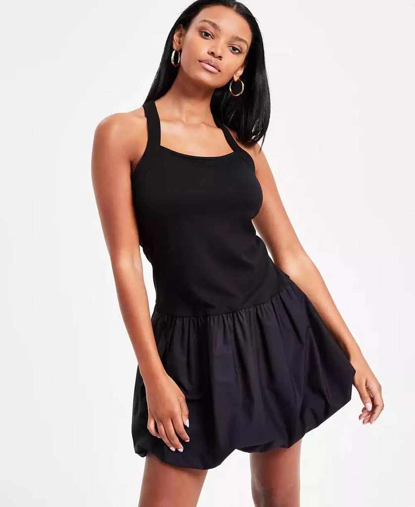 Bar III Women's Mixed Media Sleeveless Bubble-Hem Dress, Exclusively at Macy's 2