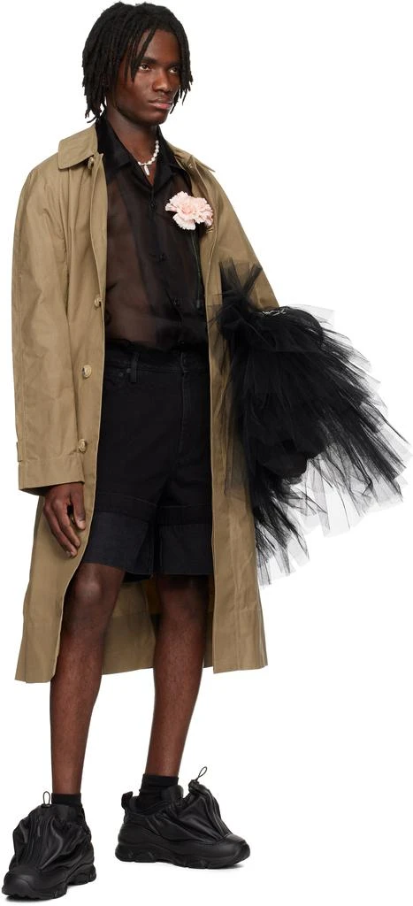 Simone Rocha Black Wide Leg Puddle Denim Shorts 4