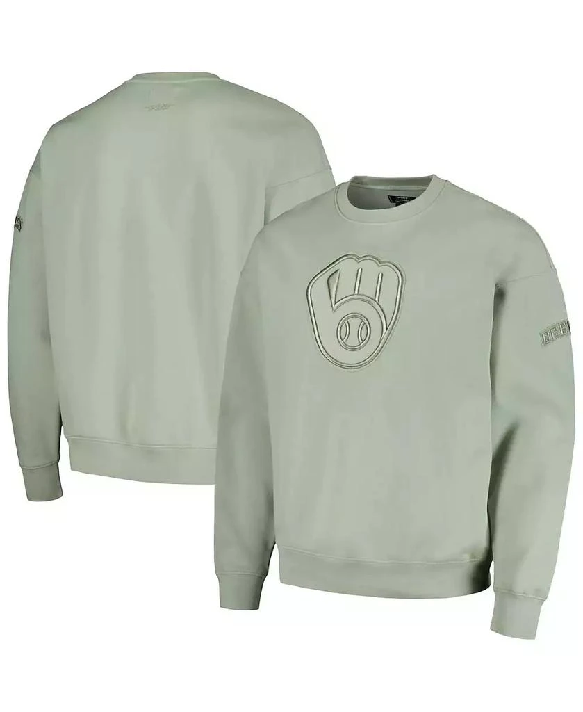 Pro Standard Men's Green Milwaukee Brewers Neutral Drop Shoulder Pullover Sweatshirt 1