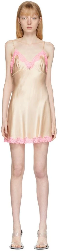 Alexander Wang Beige & Pink Lace Slip Dress 1