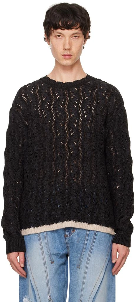 ANDERSSON BELL Black Two-Tone Wave Sweater 1