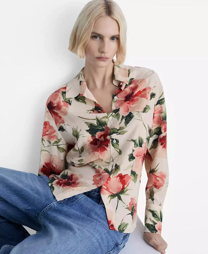Mango Women's Flowy Floral Print Shirt 1