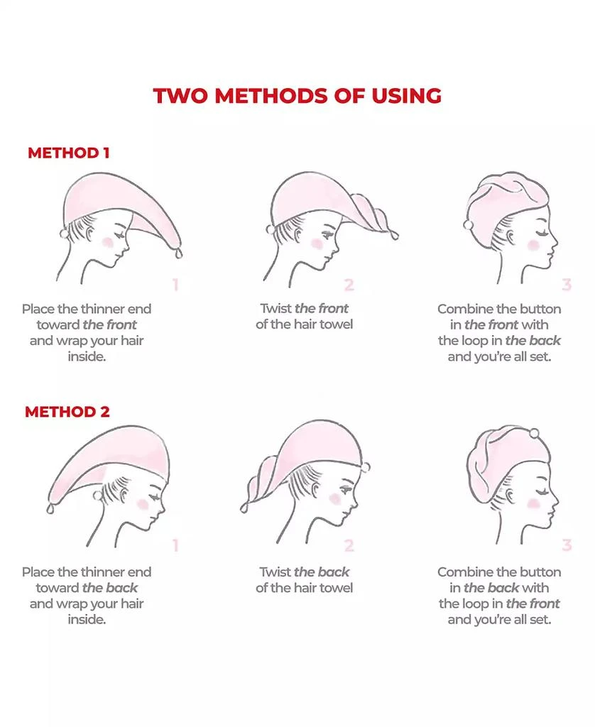 American Soft Linen 2-Pack Hair Drying Towels, 26" x 13" 5